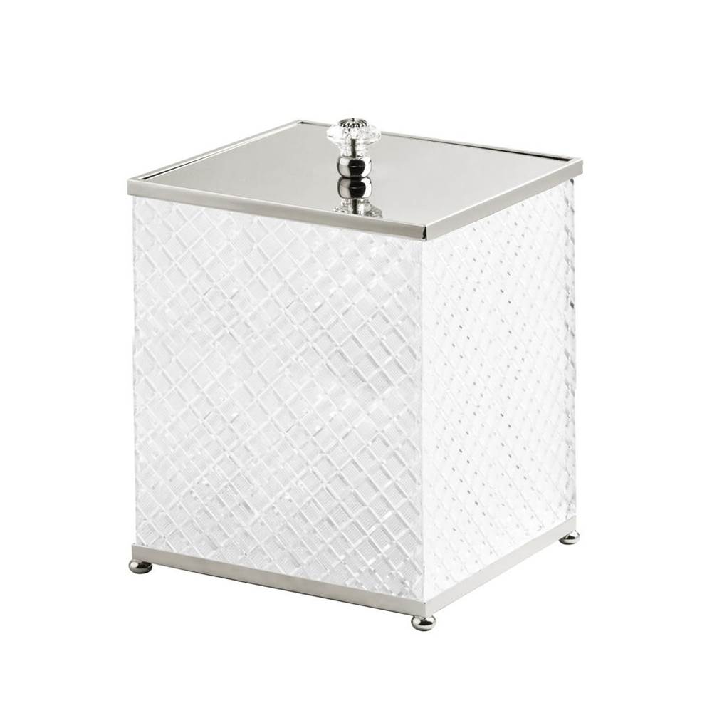 Cristal & Bronze Square Bin With Cover, On Ball Feet, 21X21X26cm. ''Losange'' Cut Crystal