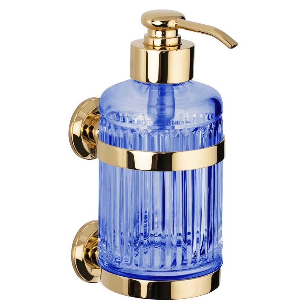 Cristal & Bronze Wall Mounted Soap Dispenser, Large Size, Cont. 360Ml, Blue Crystal