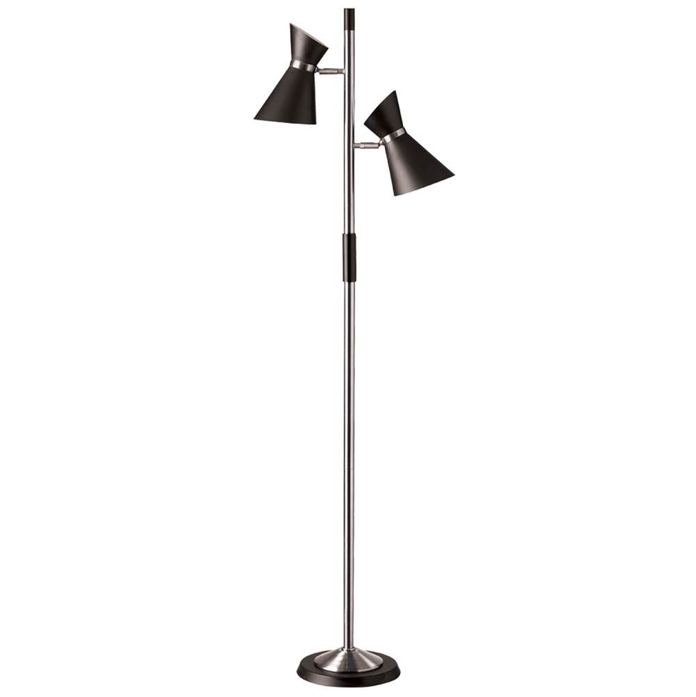 Dainolite 2LT Floor Lamp w/ Black Shade, PC