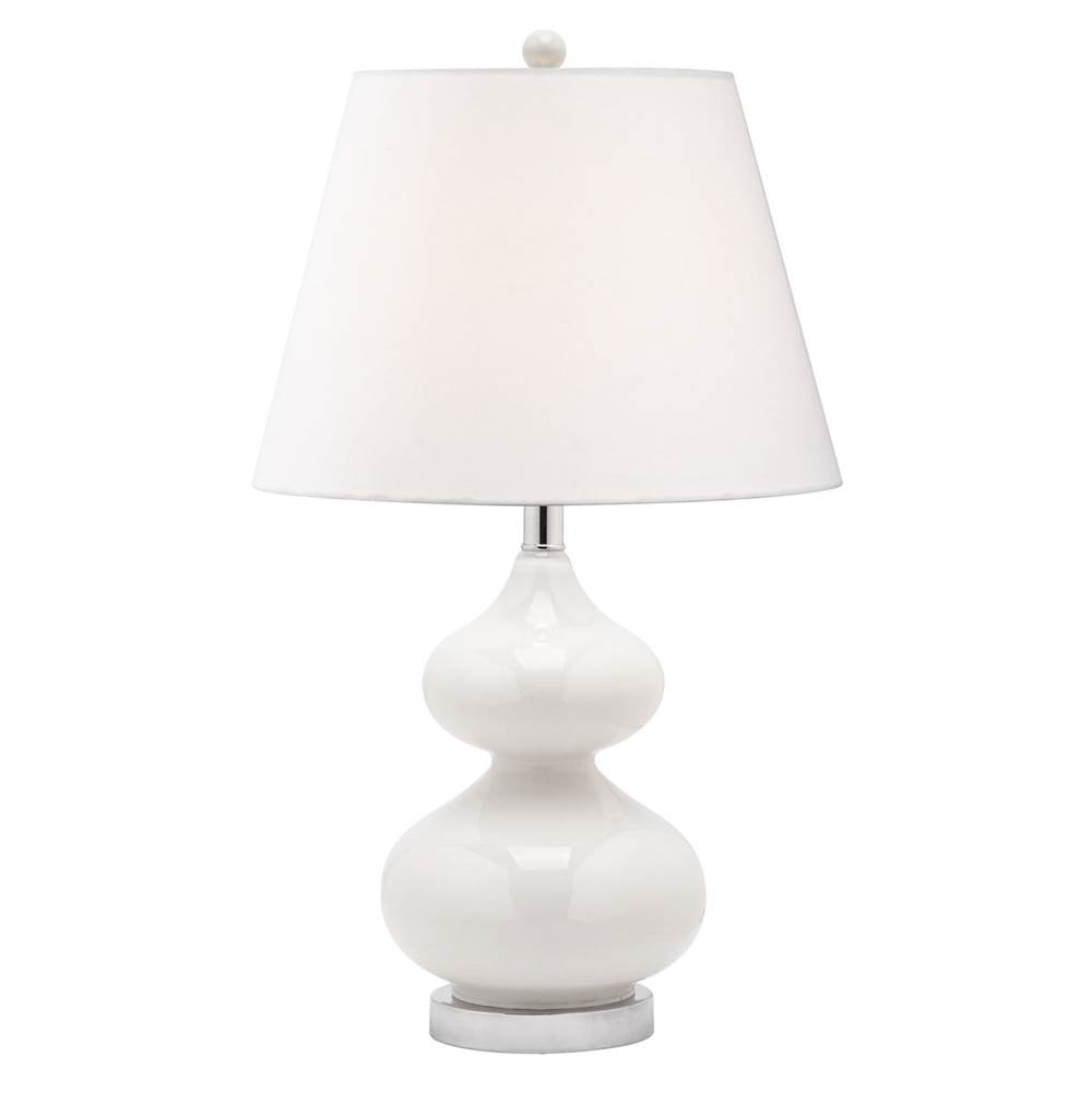 Dainolite 1LT Incandescent Table Lamp, WH GL w/ White Shade