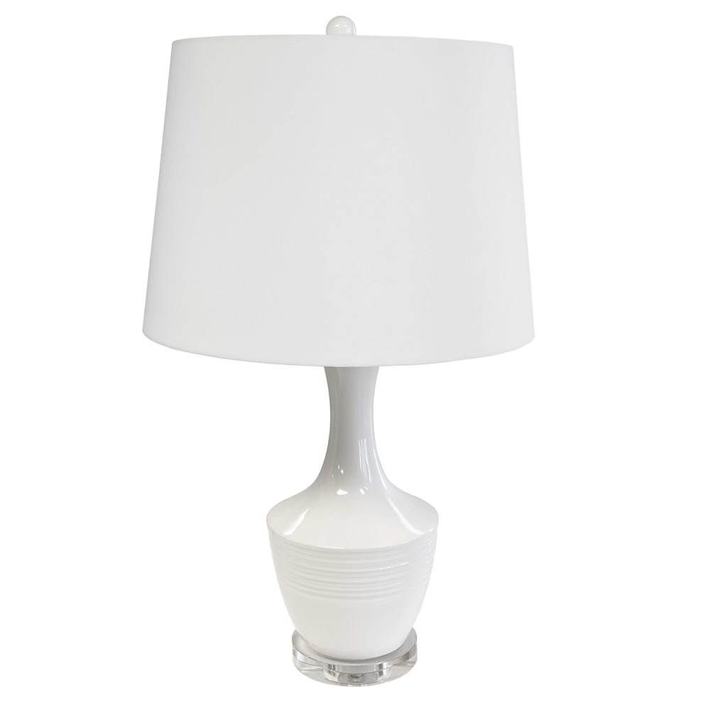 Dainolite 1LT Incandescent Table Lamp, WH w/ WH Shade