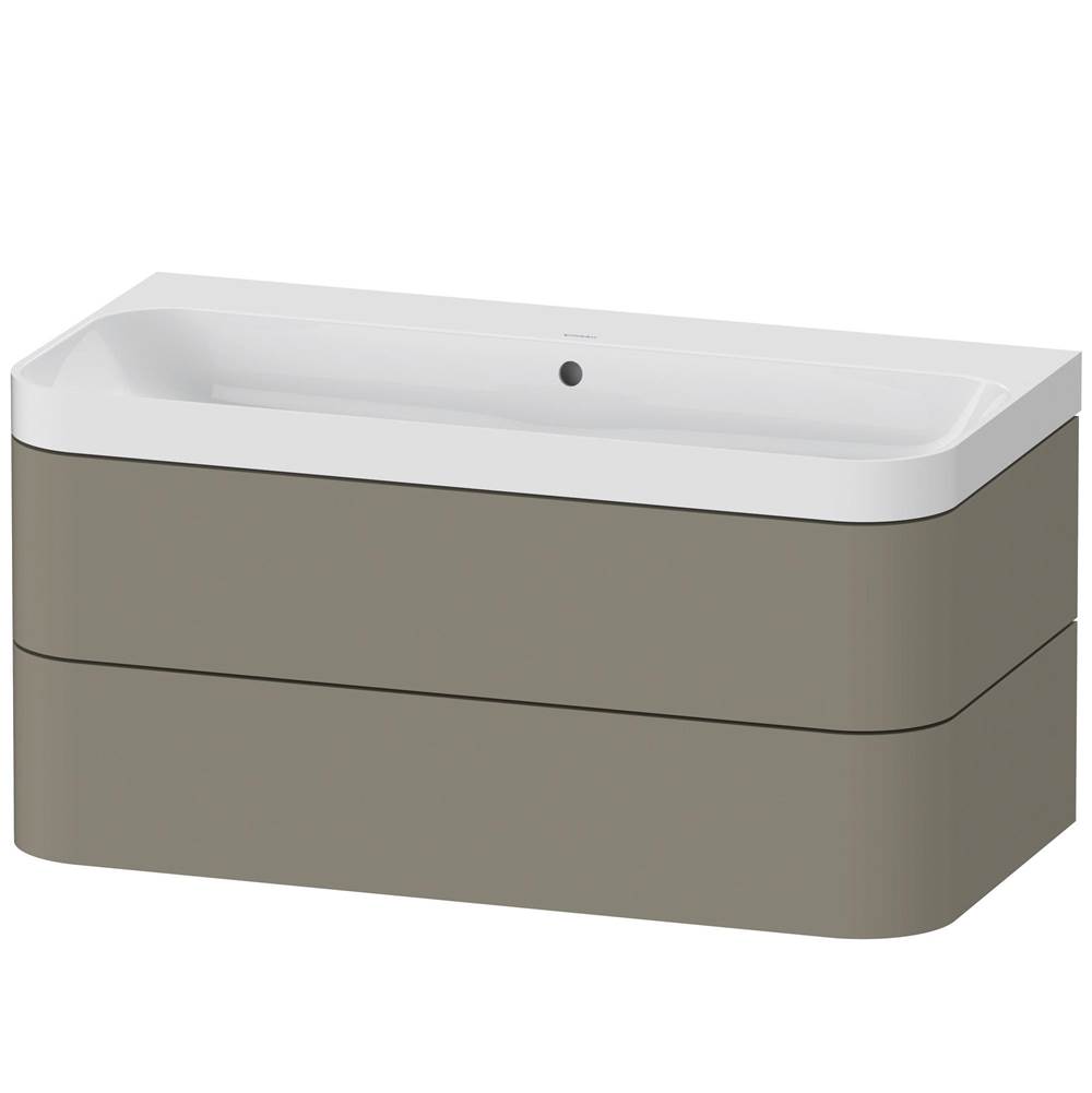 Duravit Happy D.2 Plus Two Drawer C-Shaped Wall-Mount Vanity Kit Stone Gray