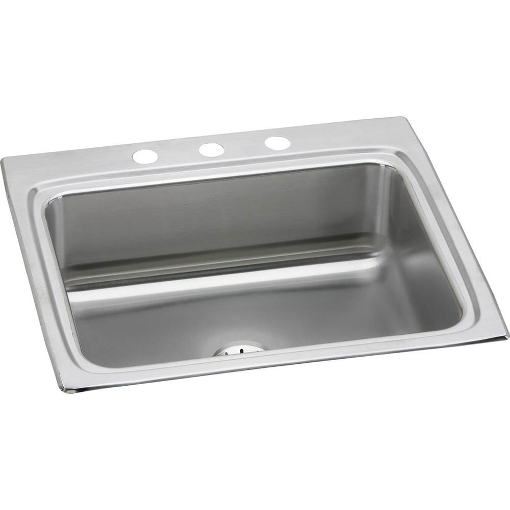Elkay Lustertone Classic Stainless Steel 25'' x 22'' x 8-1/8'', Single Bowl Drop-in Sink with Perfect Drain