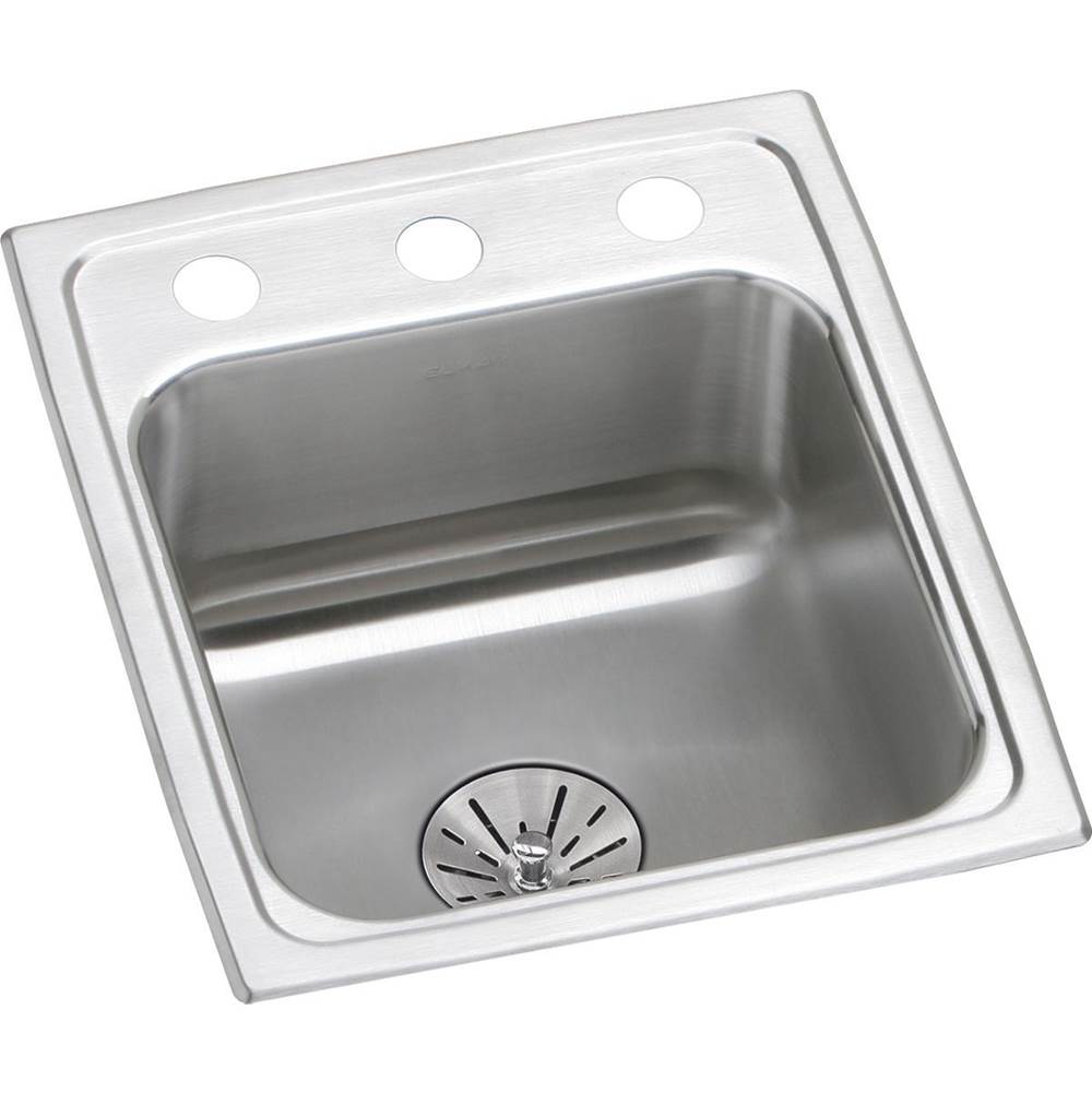 Elkay Lustertone Classic Stainless Steel 13'' x 16'' x 6-1/2'', 1-Hole Single Bowl Drop-in ADA Sink with Perfect Drain
