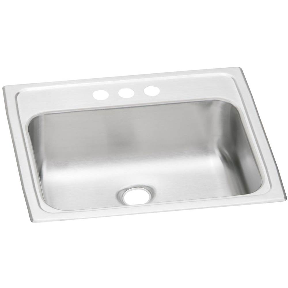 Elkay Celebrity Stainless Steel 19'' x 17'' x 6-1/8'', 3-Hole Single Bowl Drop-in Bathroom Sink with Overflow