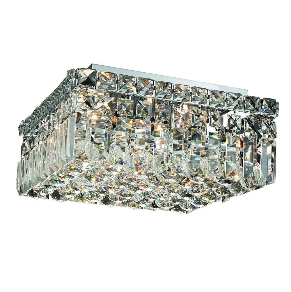 Elegant Lighting Maxime 4 Light Chrome Flush Mount Clear Royal Cut Crystal