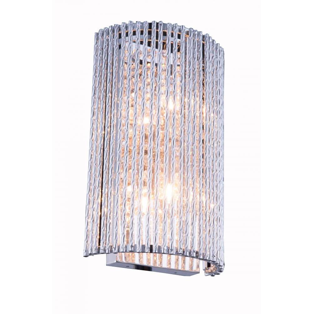 Elegant Lighting Influx 2 light Chrome Wall Sconce Clear Royal Cut Crystal
