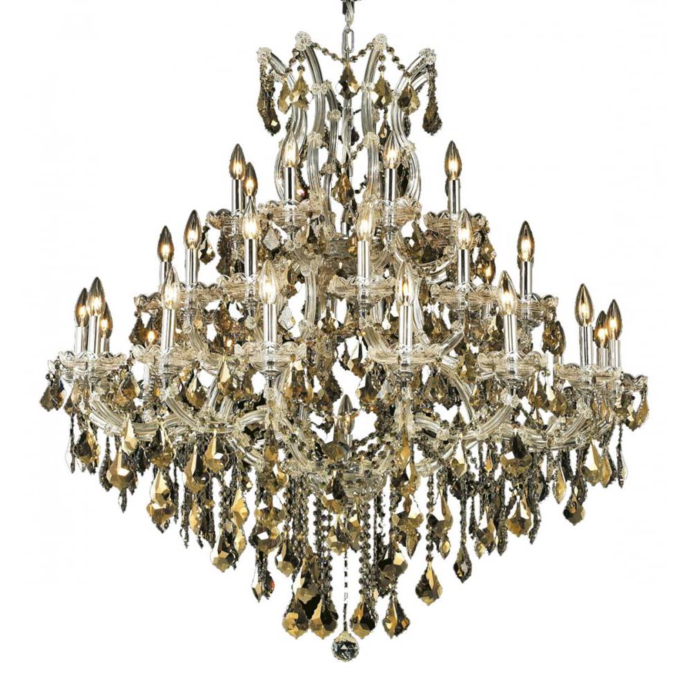 Elegant Lighting Maria Theresa 37 Light Chrome Chandelier Golden Teak (Smoky) Royal Cut Crystal