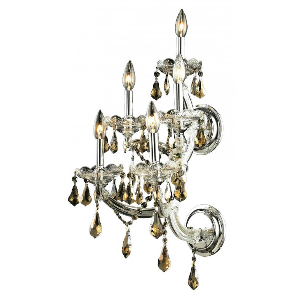 Elegant Lighting Maria Theresa 5 Light Chrome Wall Sconce Clear Royal Cut Crystal