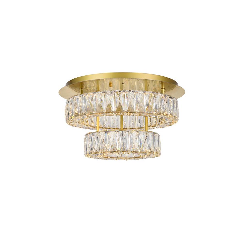 Elegant Lighting Monroe Led Light Gold Flush Mount Clear Royal Cut Crystal
