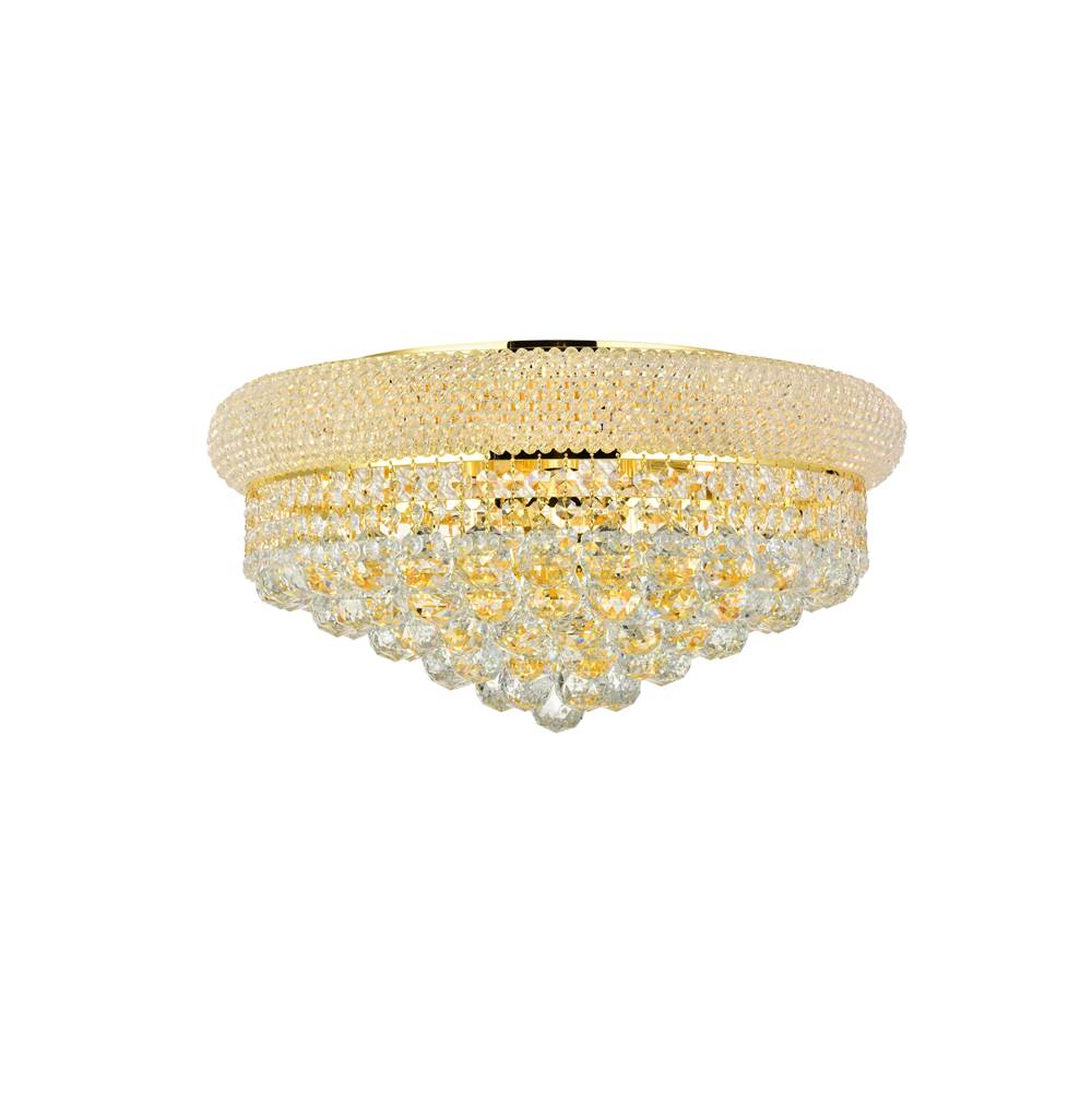 Elegant Lighting Primo 10 Light Gold Flush Mount Clear Royal Cut Crystal