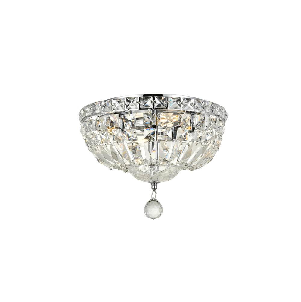 Elegant Lighting Tranquil 4 Light Chrome Flush Mount Clear Royal Cut Crystal