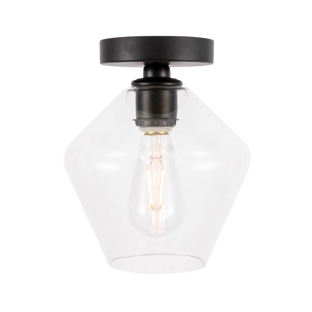 Elegant Lighting Gene 1 light Black and Clear glass Flush mount