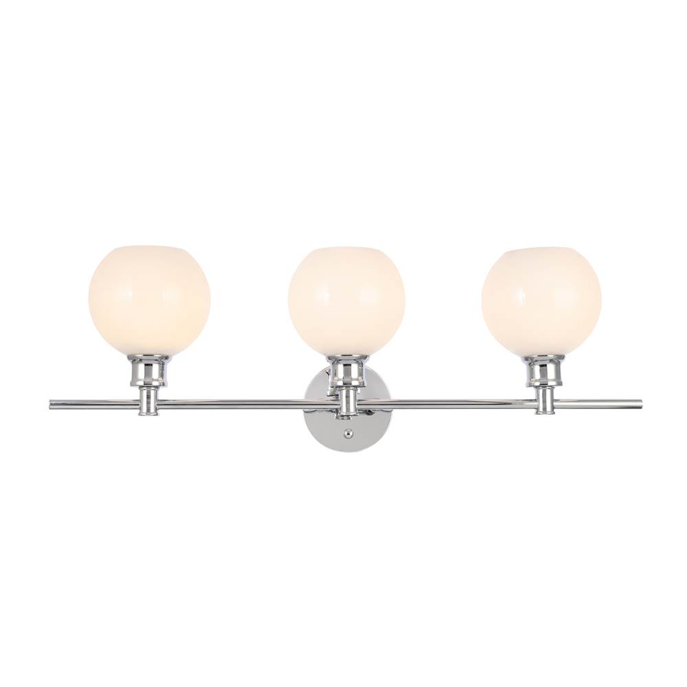 Elegant Lighting Collier 3 light Chrome and Frosted white glass Wall sconce