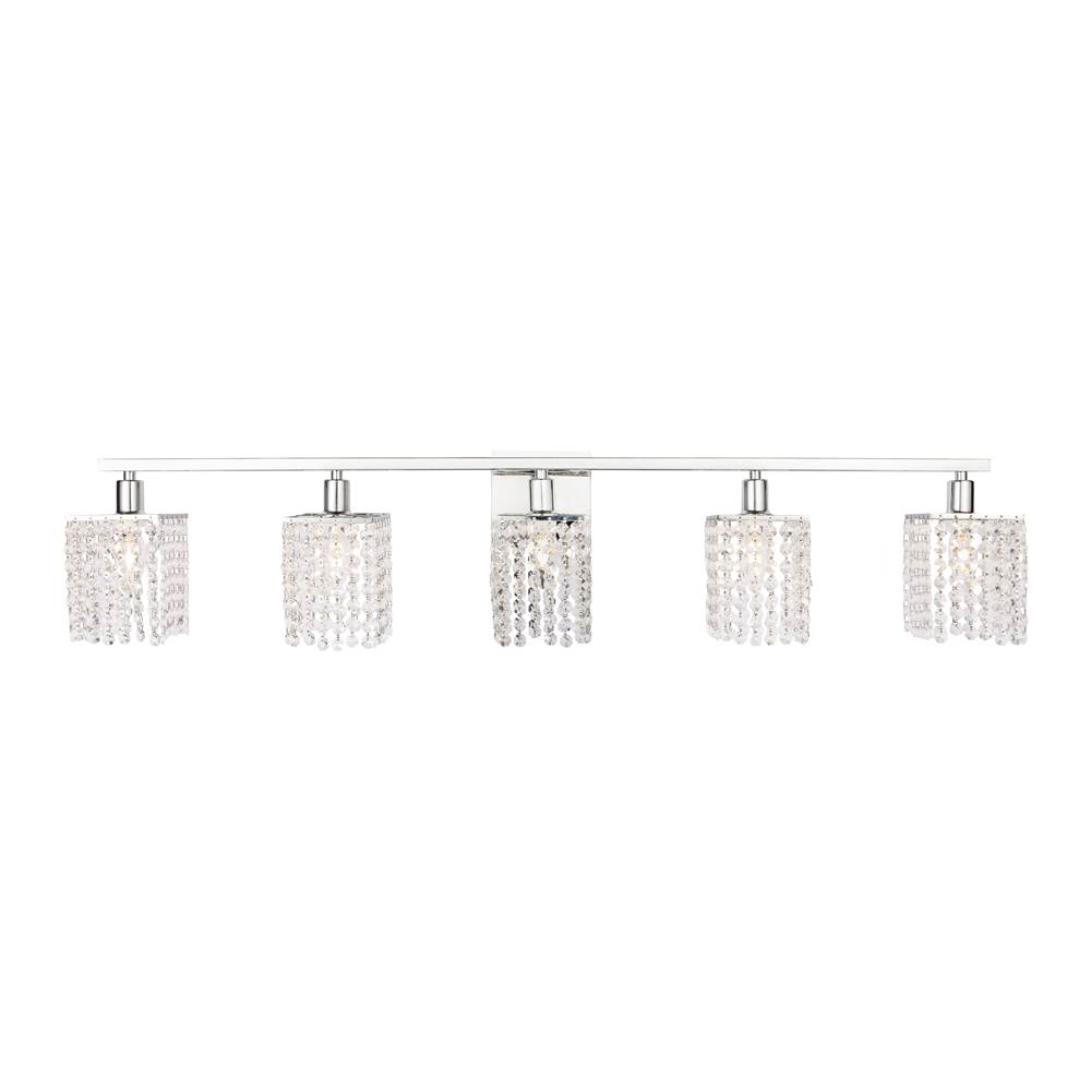 Elegant Lighting Phineas 5 light Chrome and Clear Crystals wall sconce