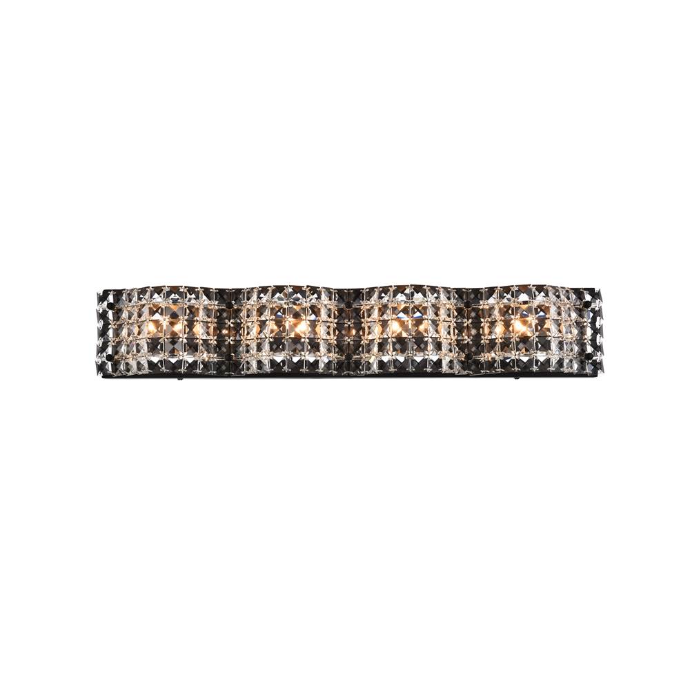Elegant Lighting Ollie 4 light bath sconce in black with clear crystals