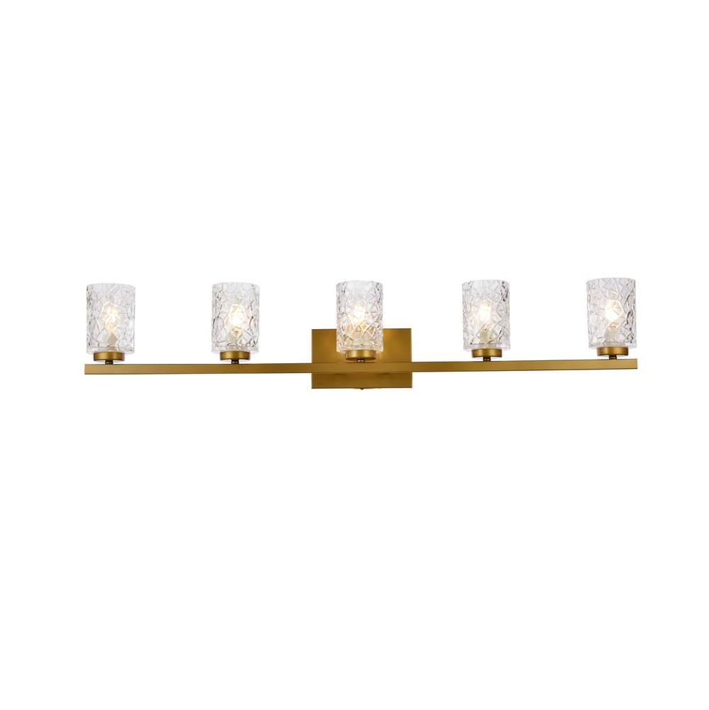 Elegant Lighting Cassie 5 lights bath sconce in brass with clear shade