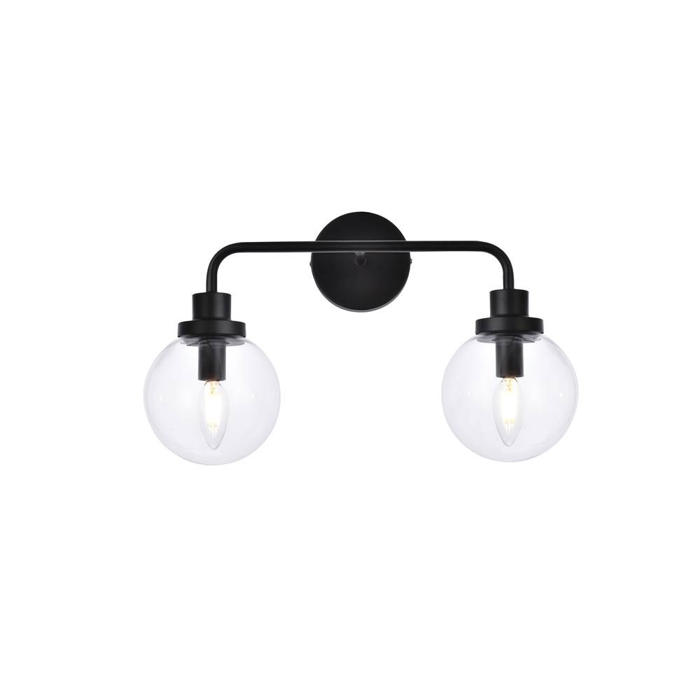 Elegant Lighting Hanson 2 lights bath sconce in black with clear shade