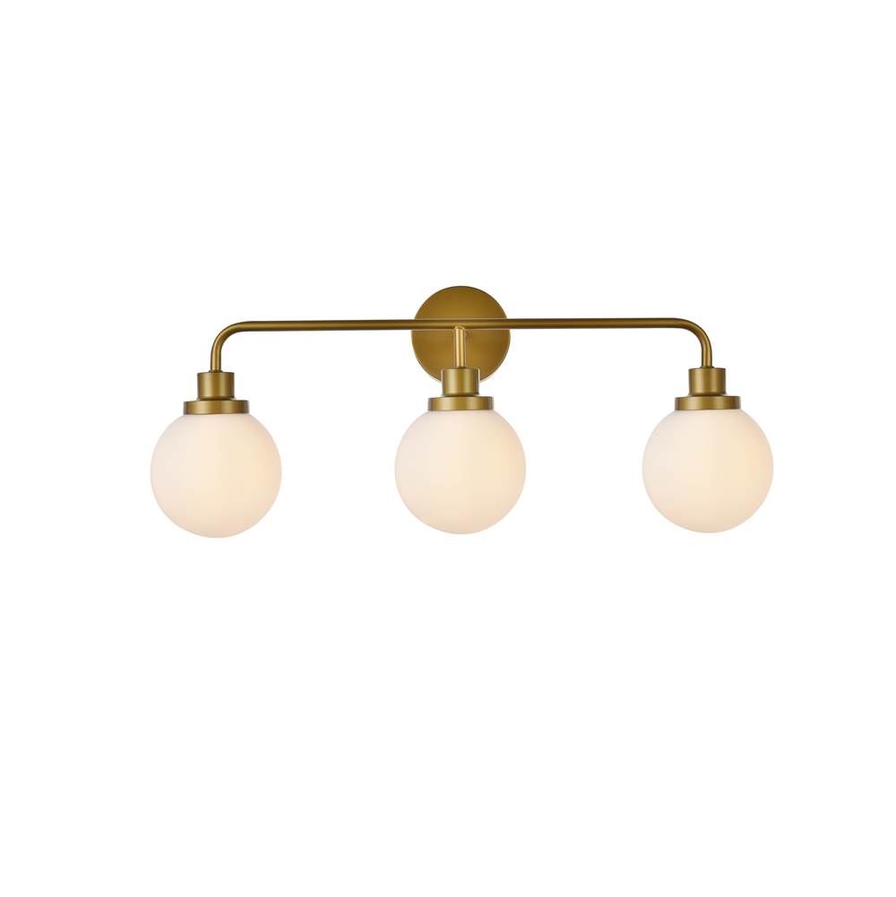 Elegant Lighting Hanson 3 lights bath sconce in brass with frosted shade