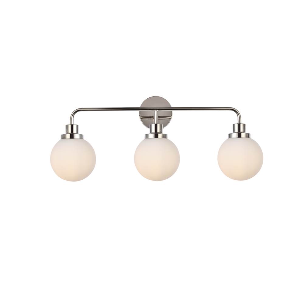Elegant Lighting Hanson 3 lights bath sconce in polish nickel with frosted shade