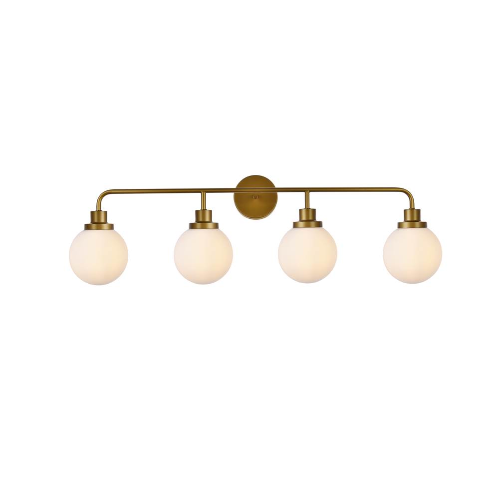 Elegant Lighting Hanson 4 lights bath sconce in brass with frosted shade