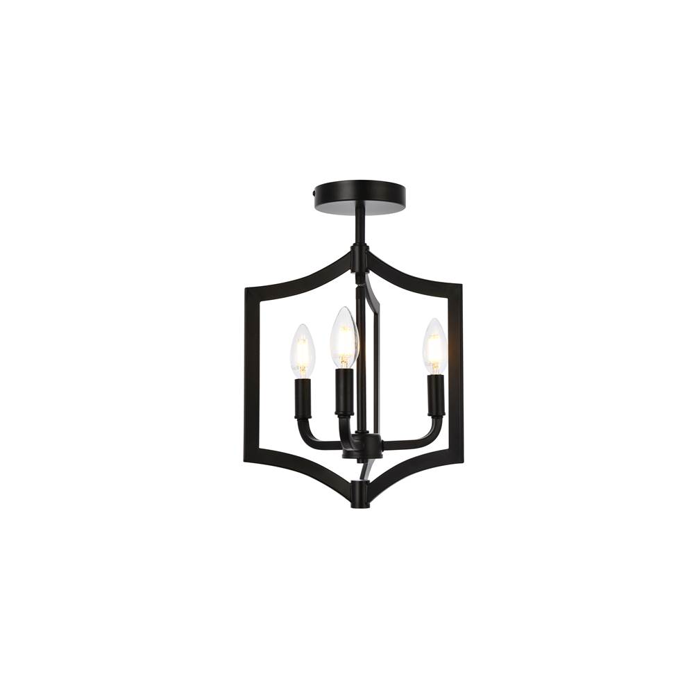 Elegant Lighting Kiera 3 lights flush mount in black