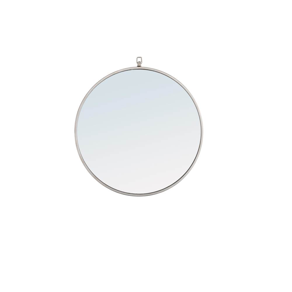 Elegant Lighting Metal Frame Round Mirror With Decorative Hook 24 Inch Silver Finish