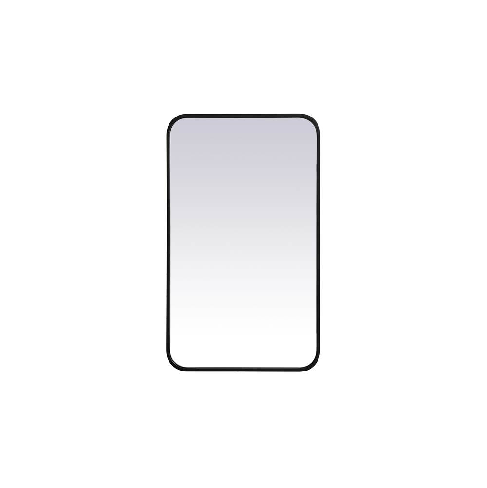 Elegant Lighting Evermore Soft Corner Metal Rectangular Mirror 18X30 Inch In Black