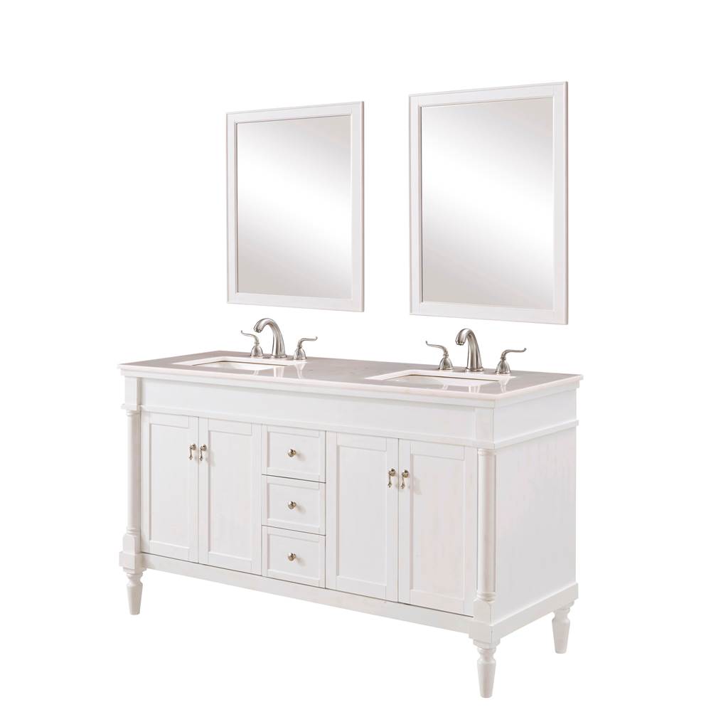 Elegant Lighting 60 In. Single Bathroom Vanity Set In Antique White