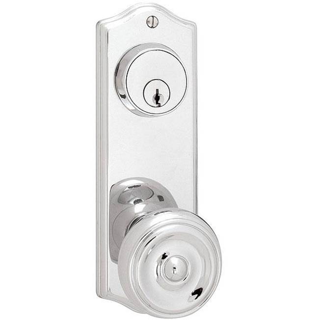 Emtek Passage Double Keyed, Sideplate Locksets Colonial 3-5/8'' Center to Center Keyed, Lowell Crystal Knob, US15A