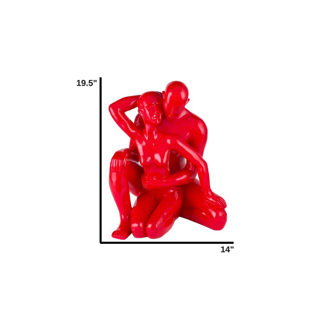 Finesse Decor Entangled Romance Couple Sculpture // 19.5'' Red