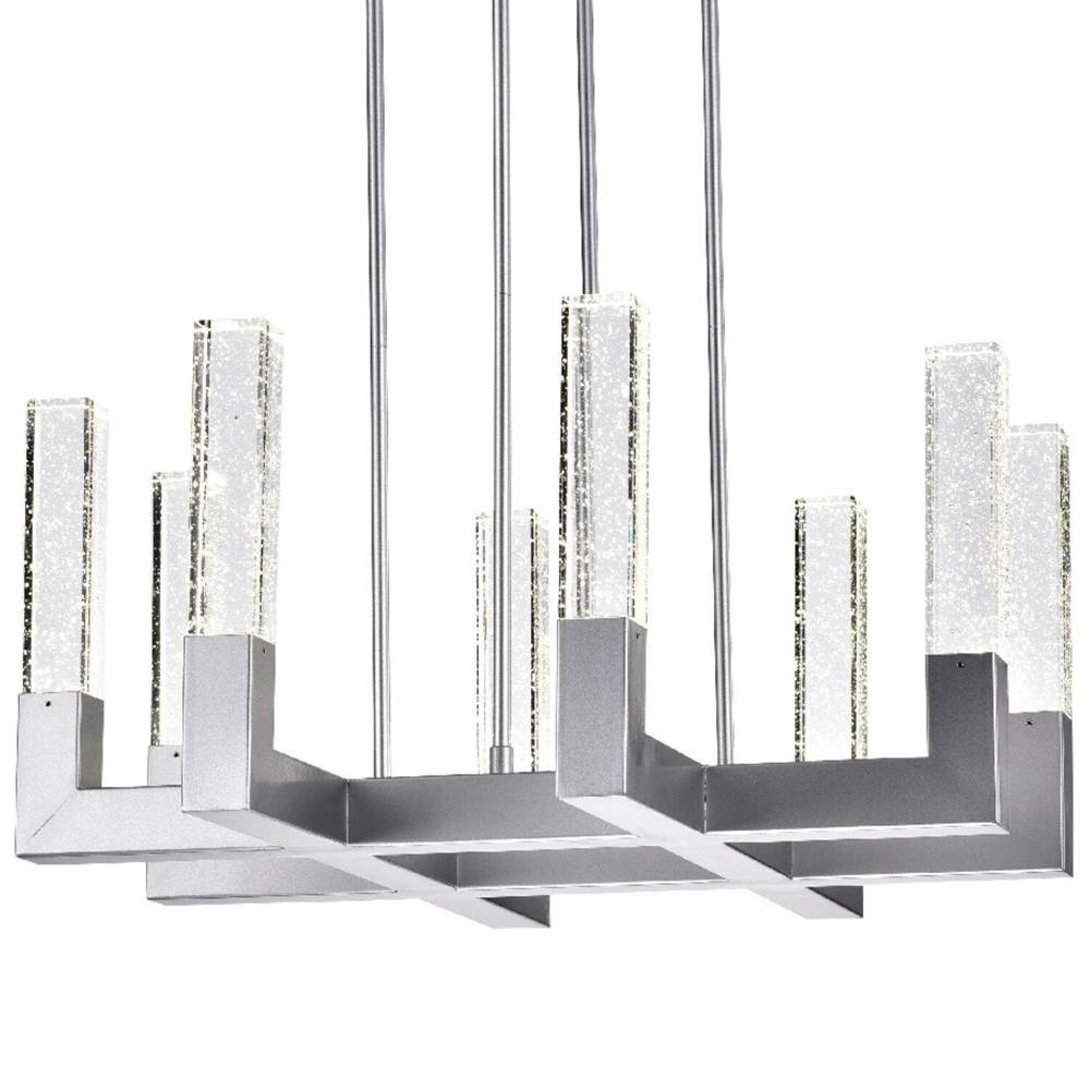 Finesse Decor 8 Light Square Crystal Dianyi LED Chandelier // Silver