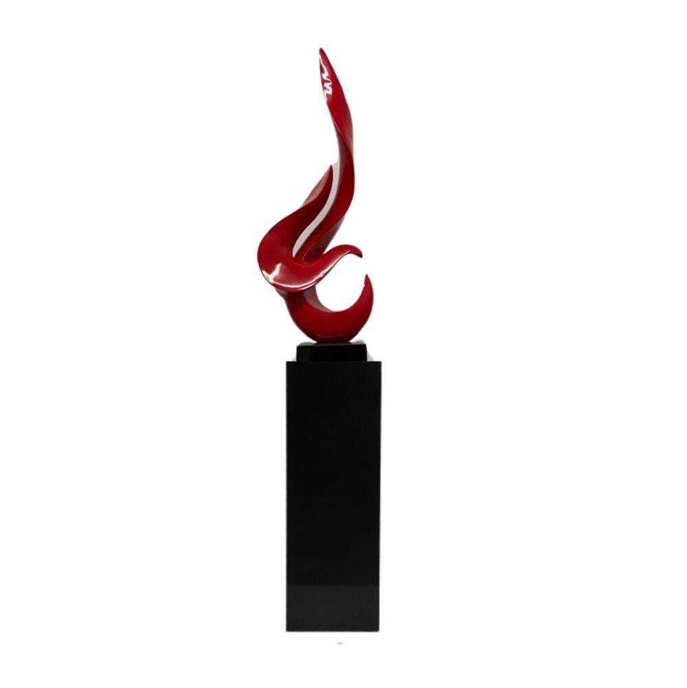 Finesse Decor Red Flame Floor Sculpture With Black Stand, 44'' Tall