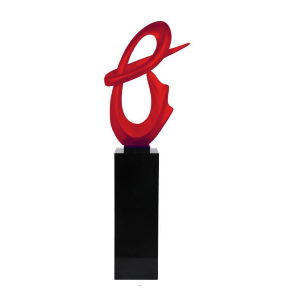 Finesse Decor Red Fluid Abstract Floor Sculpture With Black Stand, 59'' Tall