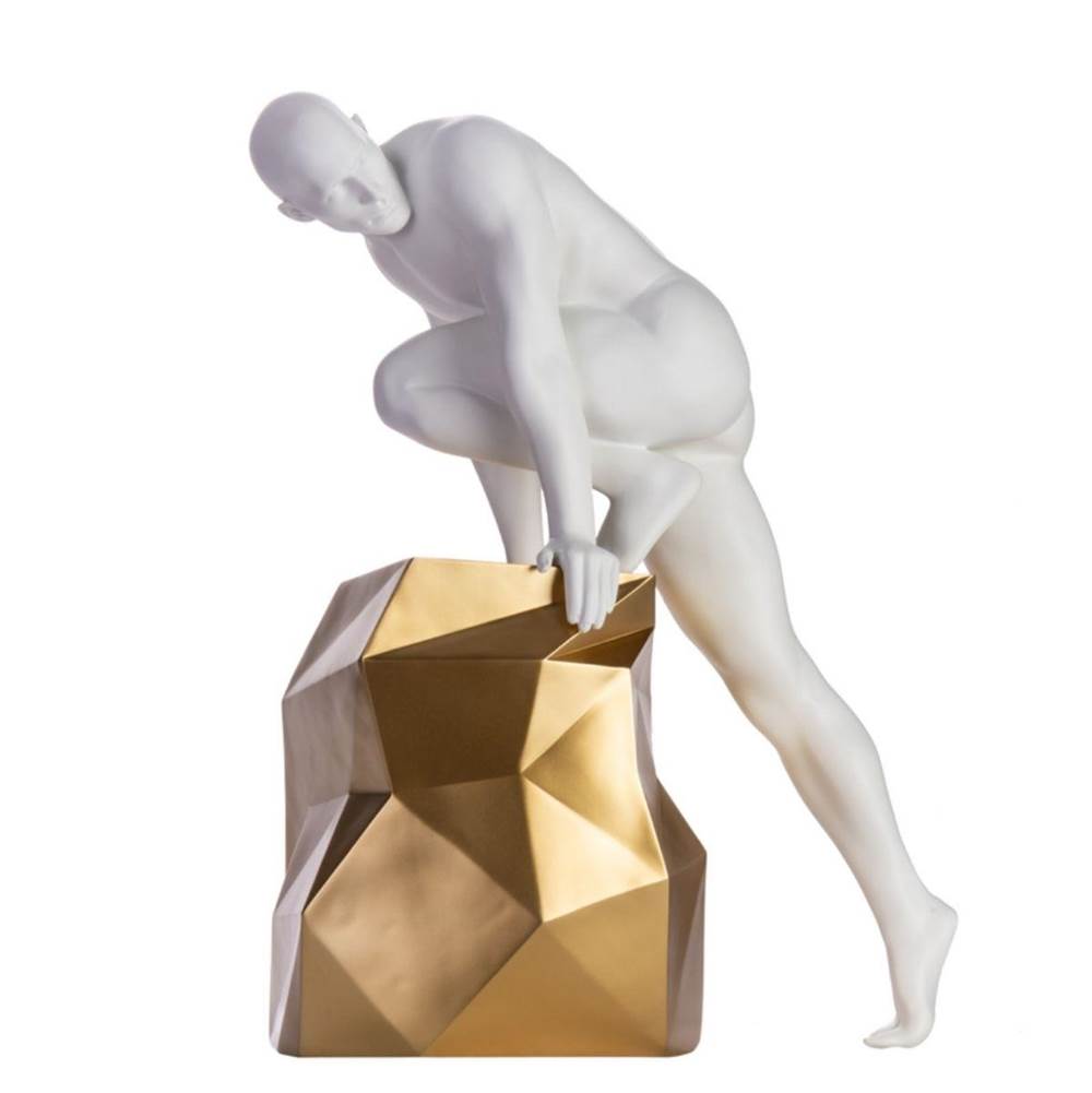 Finesse Decor Sensuality Man Sculpture // Matte White and Gold