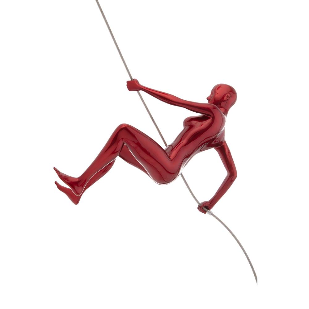 Finesse Decor Metallic Red Wall Sculpture Climbing 8'' Woman