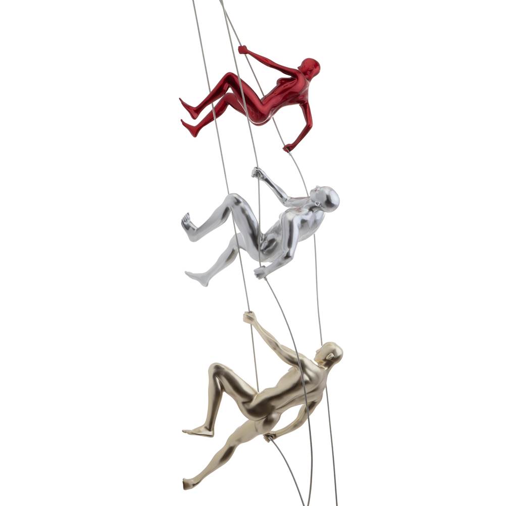 Finesse Decor Gold, Metallic Red, and Chrome Wall Sculpture Climbing Set