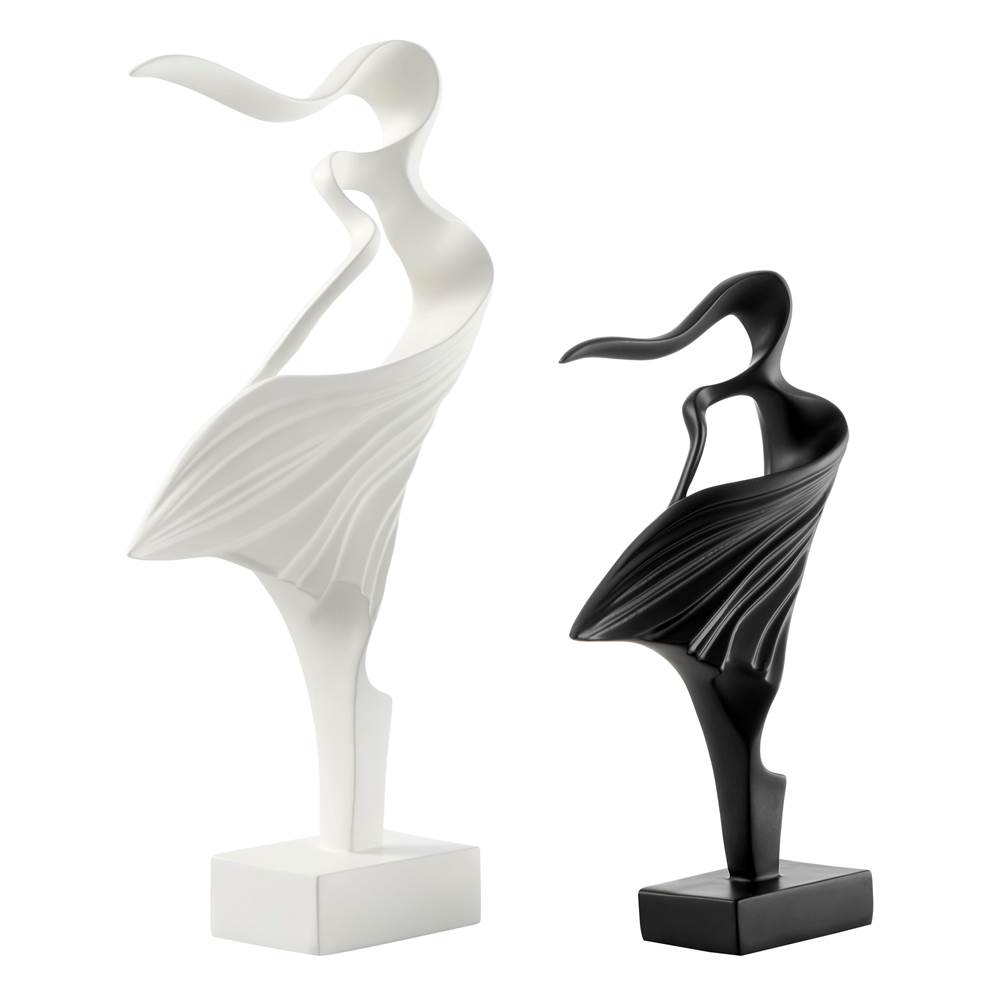 Finesse Decor Water Dance Sculpture Set of Two // Matte Black and White