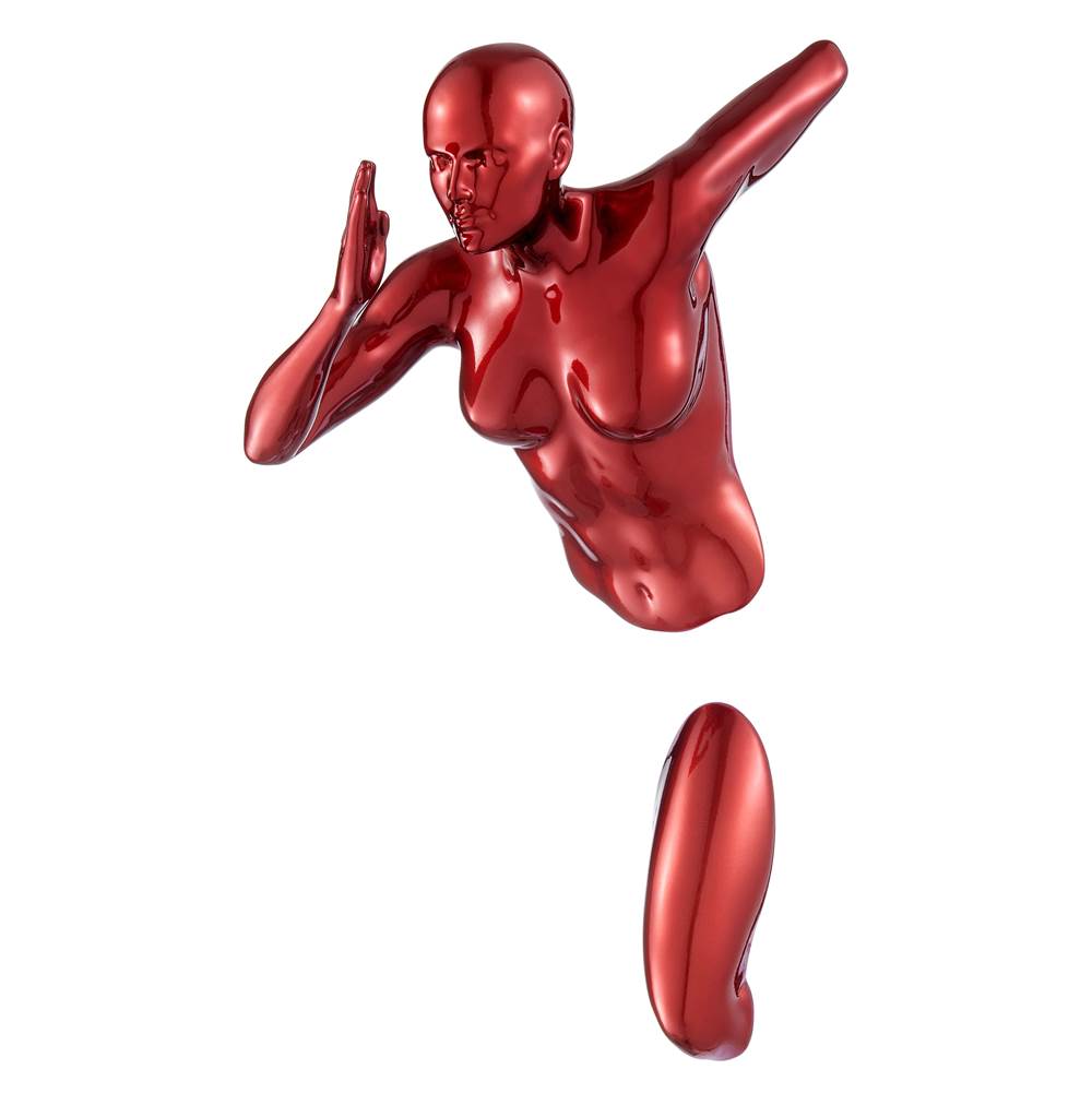 Finesse Decor Metallic Red Wall Sculpture running  13'' Woman