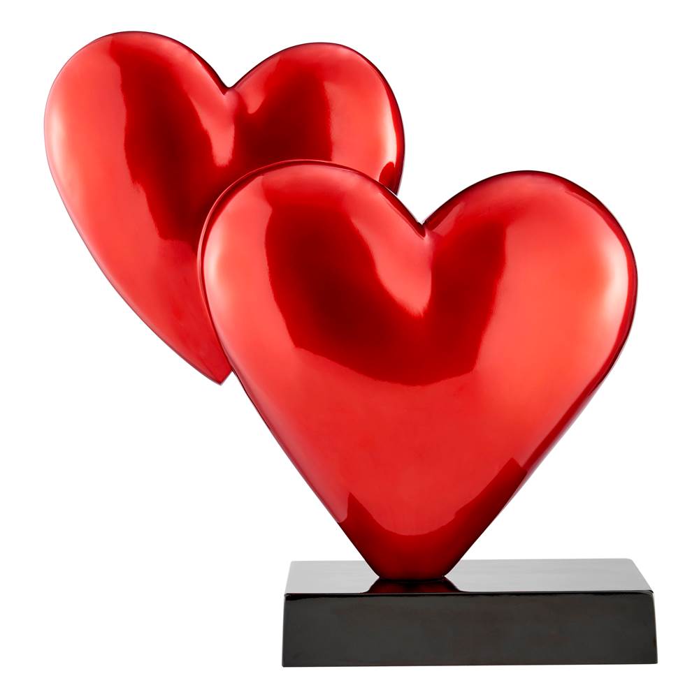 Finesse Decor Double Heart Sculpture // Metallic Red