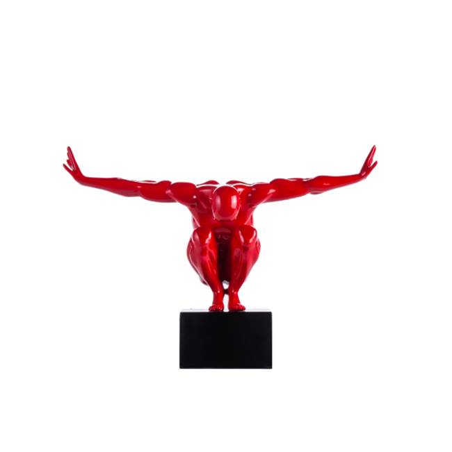 Finesse Decor Finesse Decor Modern Home Decor // Small Saluting Man Resin Sculpture 17'' Wide x 10.5'' Tall // Red