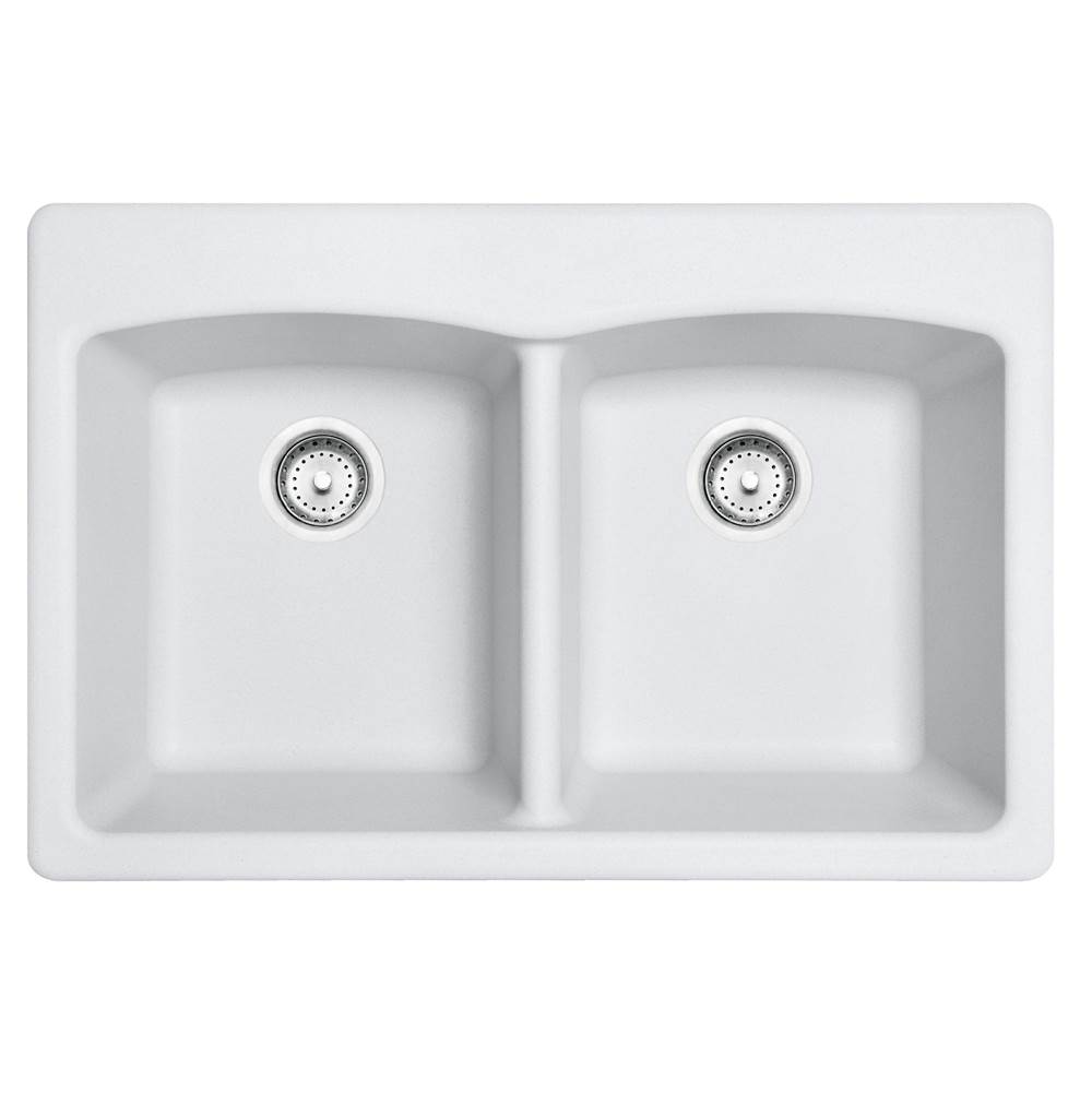 Franke Franke Ellipse 33.0-in. x 22.0-in. Granite Dual Mount Double Bowl Kitchen Sink in Polar White