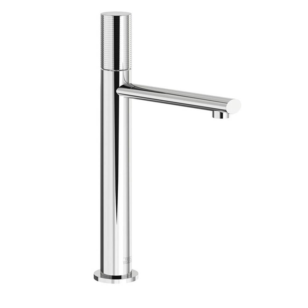 Franz Viegener Tall Vessel Height, Single Handle Luxury Lavatory Set, Rings Cylinder Handle With Push-Down Pop-Up Drain Assembly (No Lift Rod)