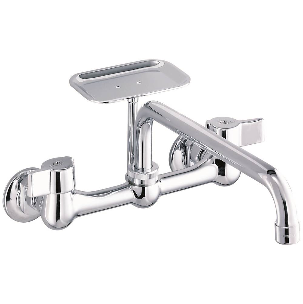 Gerber Plumbing Gerber Classics 2H Wall Mount Kitchen Faucet w/ 8'' Spout & Soap Dish 1.75gpm Chrome
