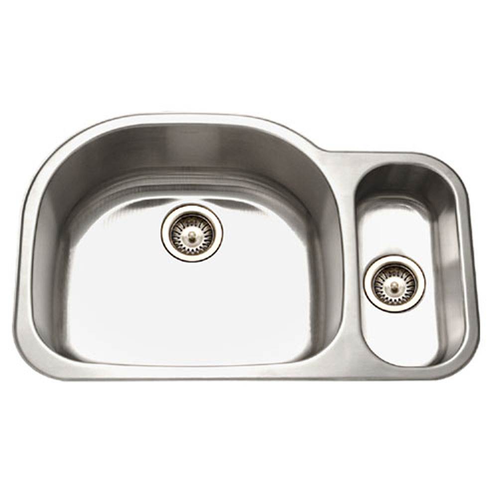 Hamat Undermount Stainless Steel 80/20 Double Bowl Kitchen Sink, Small Bowl Right