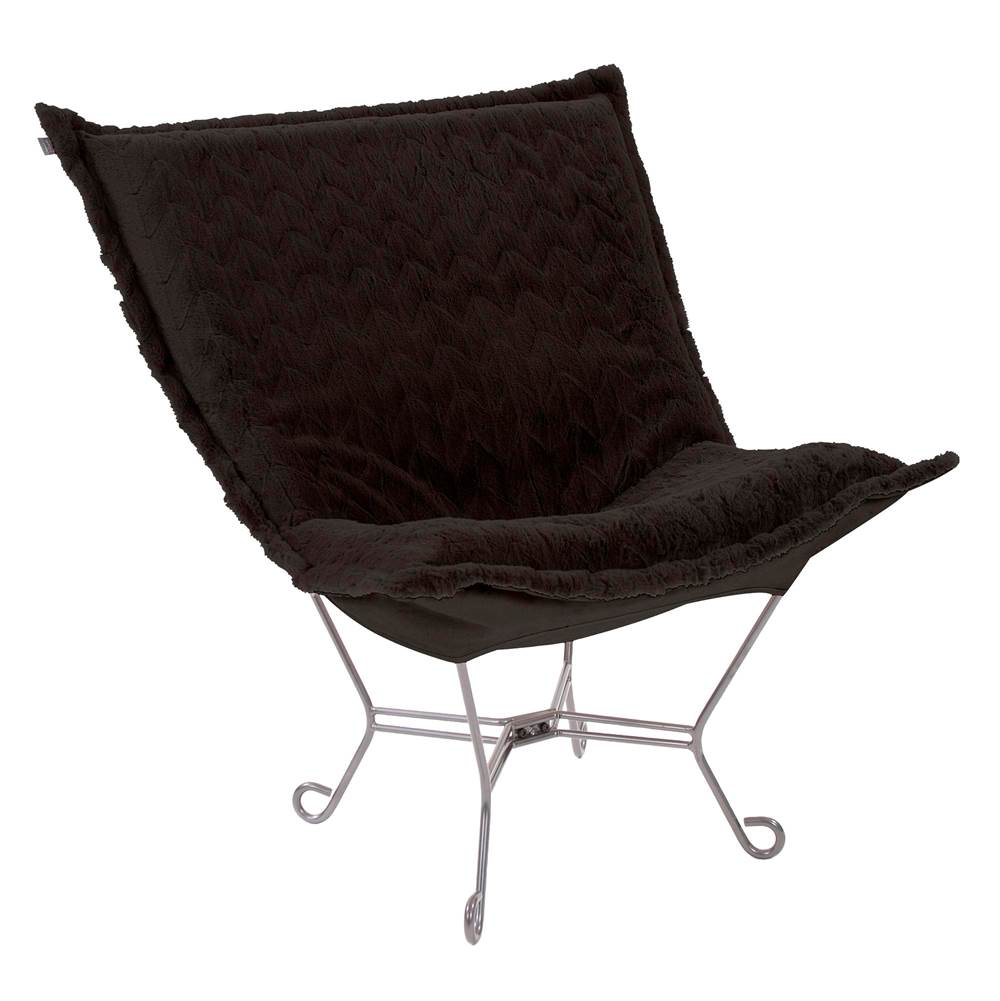 Howard Elliott Howard Elliott Scroll Puff Chair Faux Fur Angora Ebony Complete Chair