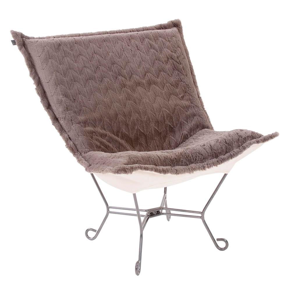 Howard Elliott Howard Elliott Scroll Puff Chair Faux Fur Angora Stone Complete Chair