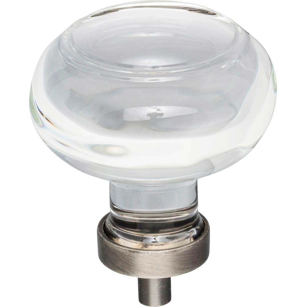 Jeffrey Alexander 1-3/4'' Diameter Brushed Pewter Button Glass Harlow Cabinet Knob