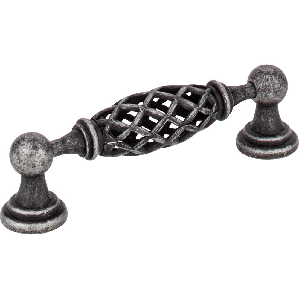 Jeffrey Alexander 96 mm Center-to-Center Distressed Antique Silver Birdcage Tuscany Cabinet Pull