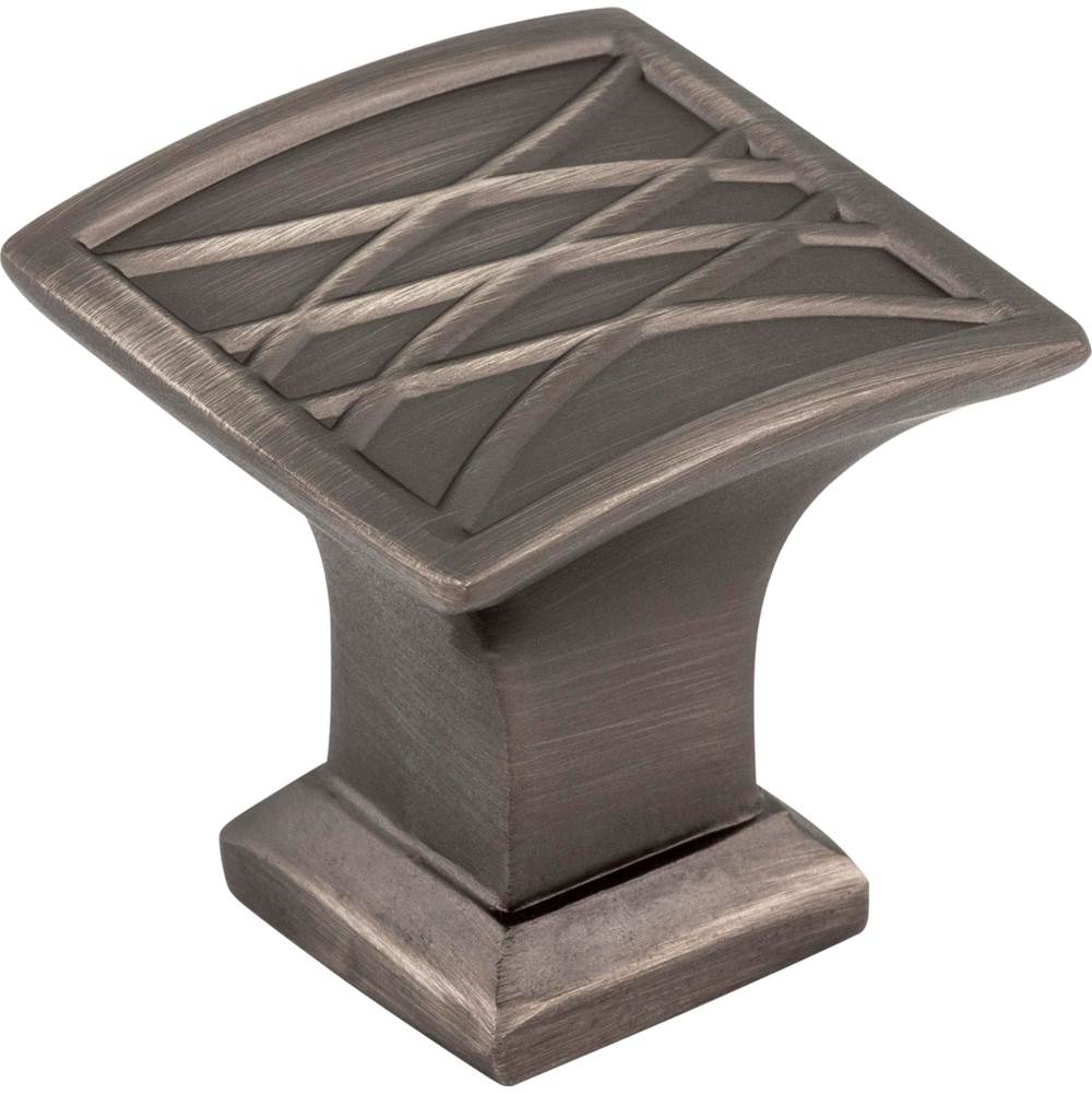 Jeffrey Alexander 1-1/4'' Overall Length Brushed Pewter Square Geometric Pattern Aberdeen Cabinet Knob